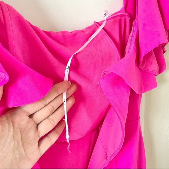 Lulu’s Aurelia Hot Pink Off the Shoulder Mini Dress Small Barbie Barbiecore - Picture 8 of 11